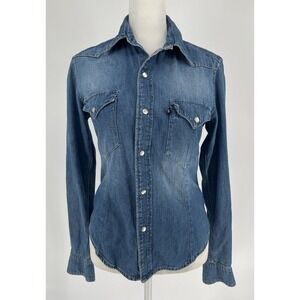 VTG Polo Ralph Lauren Shirt Western Pearl Snap Denim Classic Women's Size S/M